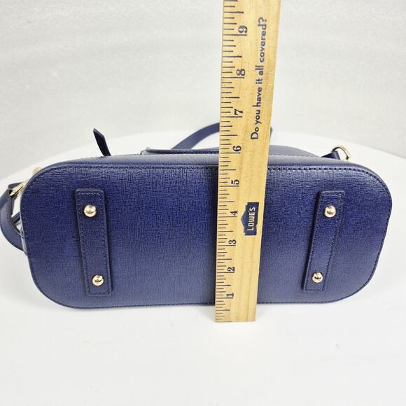 Dooney & Bourke Saffiano Leather Zip Satchel Purse Blue Gold Hardware Crossbody - Picture 5 of 16